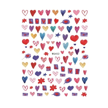 10BUC Ziua Îndrăgostiților Dragoste 3D Nail Art Sticker Scrisoare de Dragoste Roșu de Unghii Slider Black Place Design Decorativ Aplicatiile Linie Urs Unghii