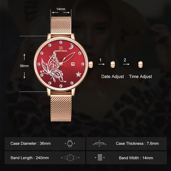 2020 NAVIFORCE Brand de Lux pentru Femei Ceasuri de Moda Casual, Doamnelor Cuarț încheietura ceas curea din Otel rezistent la apă Ceas Relogio Feminino