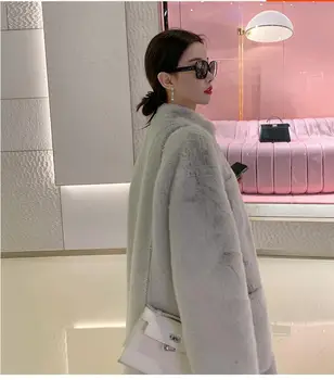2021 Elegant Noi Femeile De Moda De Iarnă Caldă Faux Blana Groasă Haină Lungă Casaco Feminino Jachete Îmbrăcăminte Exterioară