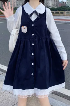 2021 Nou Stil Japonez Moale Fata Dulce Drăguț Rochie Din Dantela Camasa Papion Student Maneca Lunga Costum De Sex Feminin Toamna