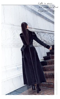 2021 Stil Britanic Frumos Negru Mediu Cald Timp De Noua Moda Temperament Vânt Rever Slim Tweed Amestec De Lână Haina Eleganta Pentru Femei
