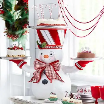 2022 petrecerea de Crăciun de luat Masa Decor de Masă ornament Gustare de Fructe Tava Decor Rășină Statuie de Crăciun, om de Zăpadă suport Gustare