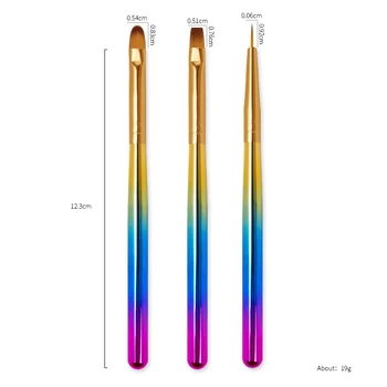 3Pcs Gradient de Colorat Set de Perie de Unghii Linie Pictura Pen Flatback Desen Perii DIY UV Gel de unghii Manichiura Unghii Truse de scule
