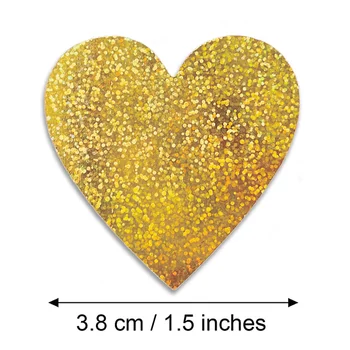500pcs de 1,5 inch de Aur cu laser autocolant lucios forma de inima etichete pentru pachetul de nunta de decorare multumesc autocolant papetărie aprovizionare