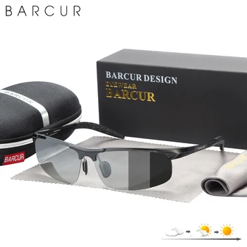 BARCUR Sport din Aluminiu Cadru Fotocromatică ochelari de Soare Barbati Femei Polarizate Auto Schimbare de Culoare Ochelari de Soare UV400 Conducere