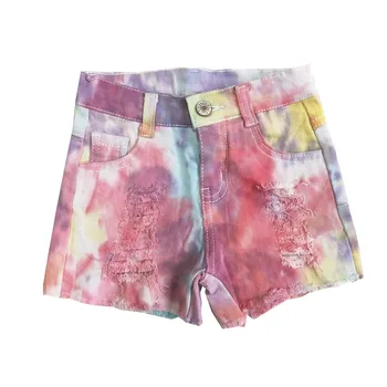 Cel mai bun de Vânzare de Vară Fată Tie-Dye Denim pantaloni Scurți pentru copii Copilul de Moda de Înaltă Calitate Blugi Cu Buton