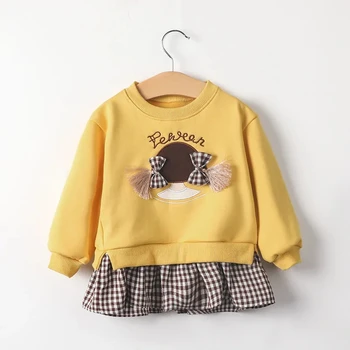 Copii pentru copii fete de primavara toamna pulovere fete noi' - coreean de externe stil de haine pentru fete din bumbac papion casual, bluze pulovere P4 216