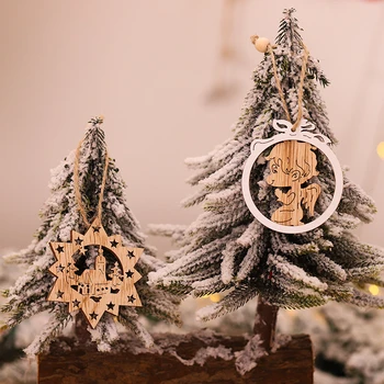 Crăciun Pandantive din Lemn Ornamente de Crăciun Copac Ornament DIY Artizanat din Lemn Decoratiuni de Craciun pentru Casa de Copii Cadou de Anul Nou 2022