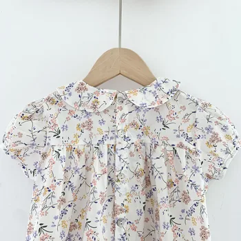 Fete Florale Imprimate Bluze Zbura Maneca Stil coreean 2021 de Vară pentru Copii Bluze Copii Fete Tricouri DT390