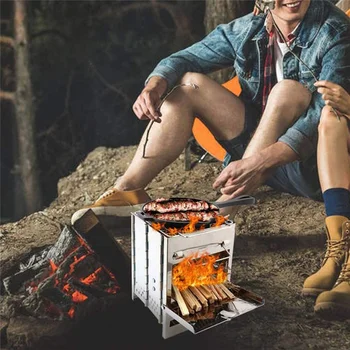 Gratar portabil Aragaz de Camping mai Puțin Fum Extra-Stabile din Oțel Inoxidabil Soba cu Lemne pentru GRATAR Camping, Backpacking HA