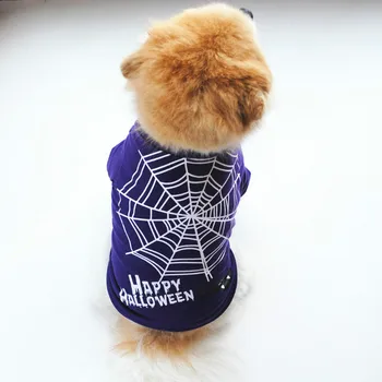 Halloween Câine Tricou Haine de Bumbac Îmbrăcăminte pentru animale de Companie Mici pentru Câini de talie Medie Vesta Camasa de Dovleac Spider Web Costum Catelus Chihuahua