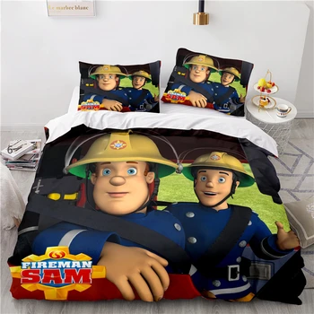 Home Textile Pompierul Sam Desene animate Set de lenjerie de Pat 3d Carpetă Acopere Set cu fata de Perna Twin Plin Regina King Size Copii, Lenjerii de pat 2/3PCS