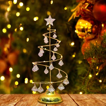 LED Crystal Star din Fier Forjat Pom de Crăciun de Crăciun Atmosfera Arta Decorativ de Masă Zână Iluminat de Noapte pentru Nunta, Cadouri de Vacanță