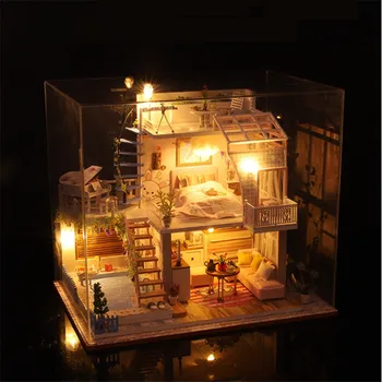 Lol Casă de Păpuși din Lemn DIY Model de Kit de Construcție cu Mobilier casă de Păpuși Lol Papusi Accesorii Printesa Casei Jucarii in Miniatura Juguetes