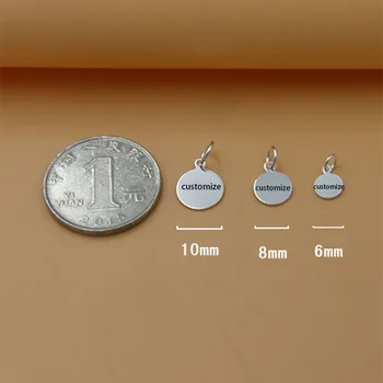 MEETSOFT Argint 925 6-10MM Rotund Medalie de Disc Personalizat Grava Logo-ul Pandantiv Farmece de DIY Manual Engaving Accesorii en-Gros