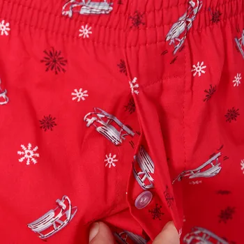 Mens Chiloți Boxeri Pantaloni Scurți Homewear Tipărite Crăciun Roșu Lenjerie Chilotei Pijamale Confortabile, Lejere De Zi Cu Zi De Vacanță În Aer Liber