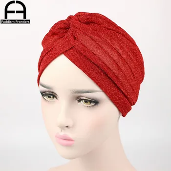 Moda Femei Strălucitoare Turban Poliester Sclipitoare Turban Headband Hat Respirabil Pălării De Păr Accesorii Turbanul Musulman