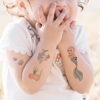 Morixi autocolant tatuaj pentru copii brațul de corp machiaj de vis sirena roz de imprimare pentru gilrs amuzant tatuaj temporar decalcomanii WM009