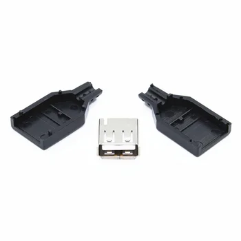 Noi 10buc Tip Feminin USB 4 Pini Mufa Conector Negru Cu Capac de Plastic