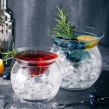 Noul Tip Con Și Sferă De Bază Pahar De Cocktail Set De Gheață Găleată Cu Gheață Alviero Martini Mixologie Moleculara Smoothie Inghetata Bol Cupa
