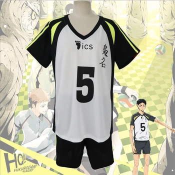 Nr. 5 Akaashi Keiji Nr. 4 Bokuto Koutarou Echipa de Volei Jersey Cosplay Haikyuu Fukurodani Academia Uniformă Topuri+pantaloni Scurți C42K143