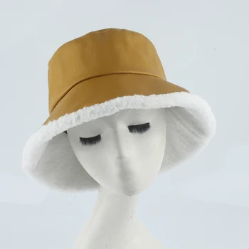 Panama Pălărie De Iarnă Impermeabile Din Piele Faux Găleată Pălărie De Lână Cald Lambswool Pescar Palarie Unisex Casual Moda Hip Hop Capace