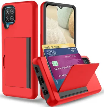 Pentru Samsung Galaxy A12 Caz Portofel 3-Slot Pentru Card De Credit, Titularul Cardului De Caz Pentru Samsung A12 Caz 2019 Moda Bara 12 6.5