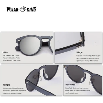 POLARKING Plastic Marca Unisex ochelari de Soare Polarizat Femei fără ramă Cadru Rotund Plat Obiectiv Bărbați Ochelari de Soare Gafas Oculos