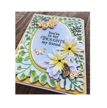 Pop-up șevalet card matriță de metal de tăiere ferigă și daisy floare de mac timbru ambarcațiuni de tăiere de Paște