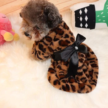 Sexy Leopard Câine Rochie De Iarnă Haine Pentru Câini Imbracaminte Pentru Animale De Companie Pomeranian Yorkshire Terrier Costum Pudel Schnauzer Catelus Bichon Haina