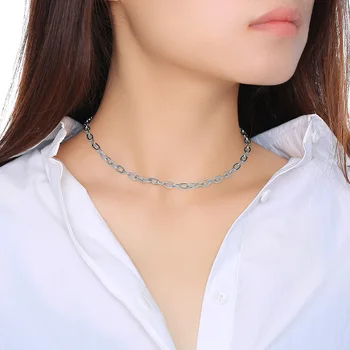 Simplu din Oțel Inoxidabil de O Lanț Cravată Coliere pentru Femei, cu K18 Tag Incuietoare de sex Feminin Guler Bijuterii