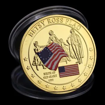 Statele unite ale americii Betsy Ross Pavilion de Suveniruri Monede Istoria Veche Slava Placat cu Aur Monedă Comemorativă statele UNITE ale americii Flag Monede de Colecție de Monede