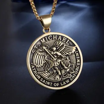 Vintage Arhanghelul Mihail Medalie Pandantiv pentru barbati farmec de modă stilul punk rock hip hop bijuterii amuleta cadou