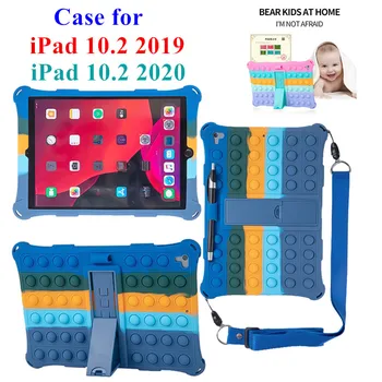 Împingeți-L cu Bule de Siliciu Caz Acoperire pentru Apple iPad a 7-a a 8-a Generație Caz pentru Apple iPad 10.2 2019 A2197 A2198 A2200 Stand Caz