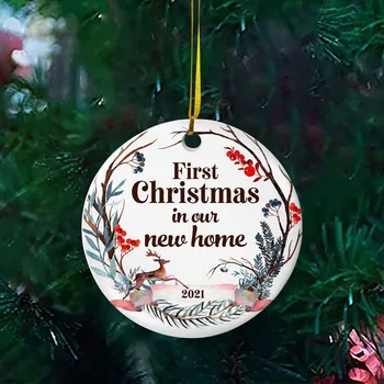 2021 Primul Crăciun În Casă Nouă Pandantiv Vesel De Crăciun Decorare Copac Rășină Agățat Ornamente Decor Acasă Navidad Noel