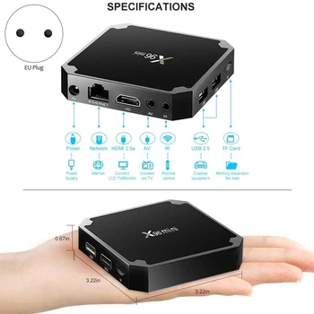 Android TV Box Media Player, X96 Mini Android 9.0 TV Box 1GB RAM 8GB ROM, Suport 2.4 G WiFi 100M Ethernet