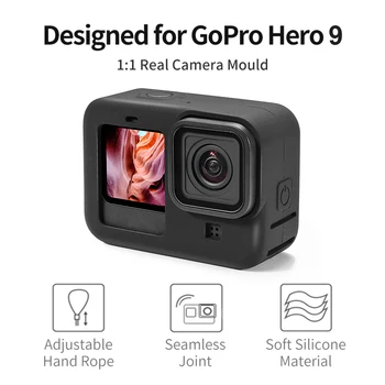 Caz complet Coajă de Protecție pentru GoPro Hero 9 Silicon Capac de Protectie Camera Sport Maneca Carcasa cu Capac Obiectiv+Curea