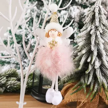 Crăciun Înger cu Pene de Păpuși Drăguț de Crăciun Ornament pentru Pomul de Crăciun Decor de Pluș Perete Chestii pentru Anul Nou Pentru Copii Fete Cadou