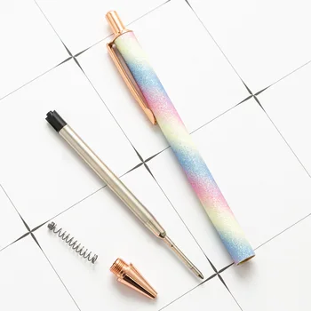 Culoare Glitter Drăguț Pixuri Sclipitoare A Crescut De Aur Faceți Clic Pe Pixuri Metal Retractabil Pen Papetarie Scoala De Aprovizionare De Birou