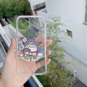 Drăguț Totoro caz moale pentru iphone 12 mini 11 pro x xs max xr 8 7 6 6s plus SE 2 silicon capacul telefonului Anime Cuplu coque fundas