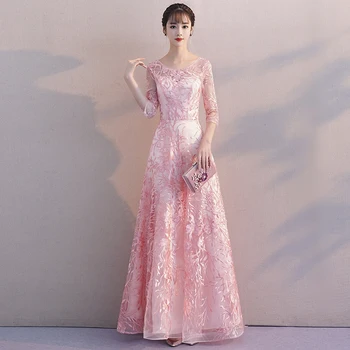 Halat de serată 2022 New sosire Roz elegant Rochie de Petrecere, rochii de seara Vestido de Festa de Lux rochie de satin O-Gât aplicatii