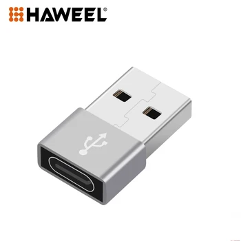 HAWEEL USB-C / Type-C de sex Feminin la USB 2.0 de sex Masculin din Aliaj de Aluminiu Adaptor, Suport de Încărcare și de Transmisie de Date