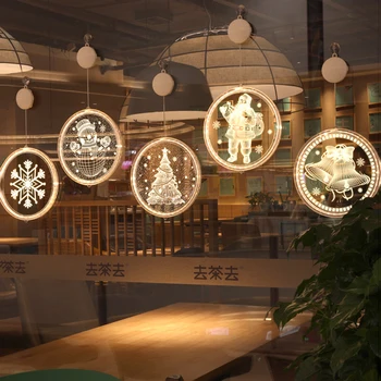 LED-uri de Craciun Decoratiuni Agățat Lămpi ventuza 3D Lumina de Noapte pentru Casa Dormitor Vacanță de Anul Nou Windows Decor