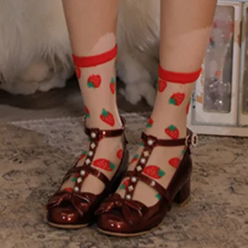 Lolita capsuni șosete de vară respirabil jk fete drăguț cristal ciorap card ciorapi de femeie