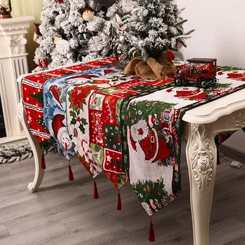 LuanQI Crăciun Roșu Tesatura de Bumbac Imprimat Tabelul Runner Decoratiuni de Craciun Pentru Casa masă de acoperire Navidad Anul Nou Crăciun