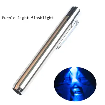 Mini Portabil din Oțel Inoxidabil Lanterna LED-uri Alimentat de la Baterie UV Lanterna Stilou de Lumină Lampă 365nm Detector de Valută Pen