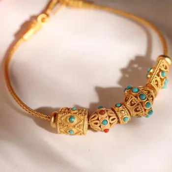 Naturale sintetice turcoaz DIY margele brățară stil Chinezesc retro designer unicat aur vechi ambarcațiuni de lux, bijuterii de argint
