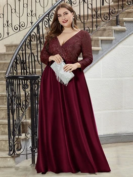 Niciodată Destul De Elegant V-Neck Sequin Print Plus Dimensiune En-Gros Rochii De Seara Pentru Femei Vestidos De Gala