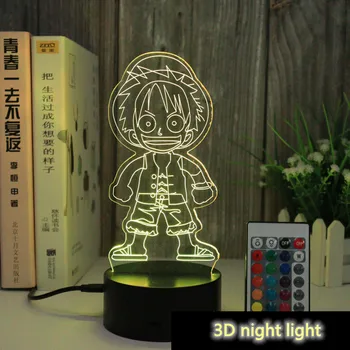 One Piece Anime Figura 3D Led Lumina de Noapte Acrilice Monkey D. Luffy Choba Schimbă Modelul de Colectare Desktop Ornamente Cadou de Vacanță