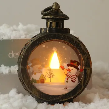 Ornament de craciun cu Baterii Craciun cu LED-uri Lampa de Fereastră Pandantiv Decor din Bronz Alb, Moș Crăciun, om de Zăpadă, Lumini cu LED-uri